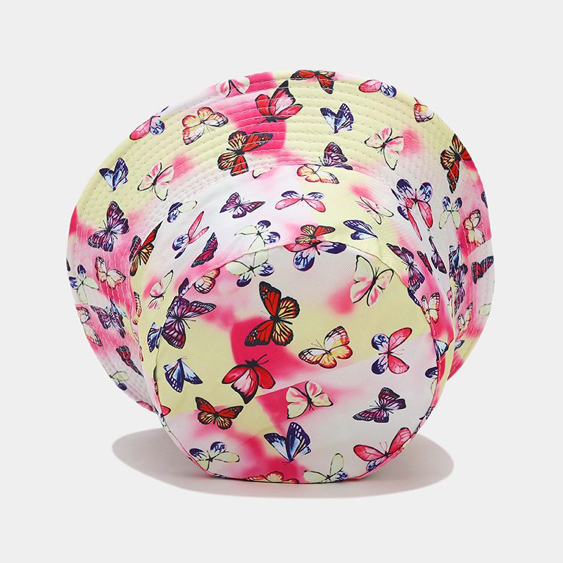 Sombrero de cubo de estampado de mariposa de tieño de poliéster de poliéster al por mayor